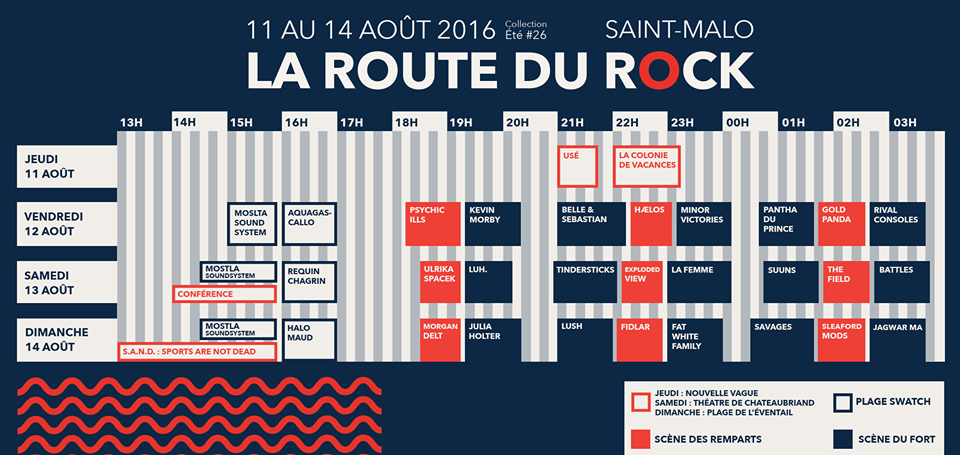route du rock 2016 programmation horaire